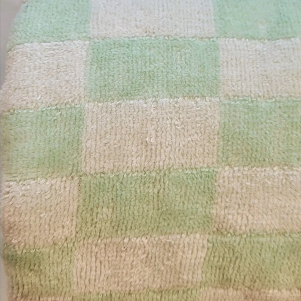 Business & Pleasure Beach Blanket Towel 68” x 68” Mint Green Checkered